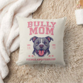 Bully Mom -Fierce Fearless- Pink Pit Bull Dog Art クッション (ブランケット)