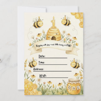Bumble Bee 1st Birthday Invitation 招待状