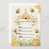 Bumble Bee 1st Birthday Invitation  招待状 (正面/裏面)