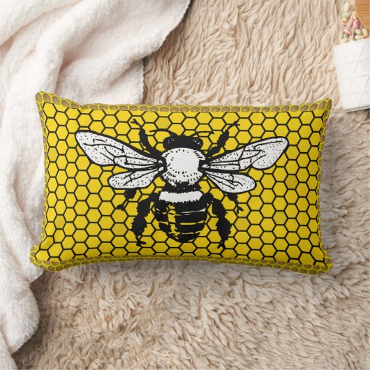 Bumble Bee hive Apiary Throw Pillow ランバークッション (ブランケット)