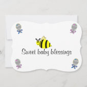 Bumble Bee Pink Blue Rattles Baby Shower 招待状 (裏面)
