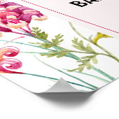 Bumble Bee Pink Florals Baby Shower Welcome Sign ポスター (角)