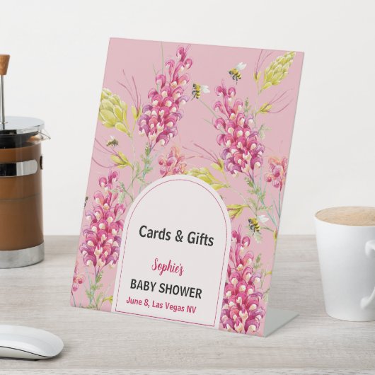 Bumble Bee Pink Florals Cards & Gift Sign  台座サイン (インサイチュ)
