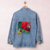 Bumble Bee with Red Poppy Floral Modern デニムジャケット (ハンガー)