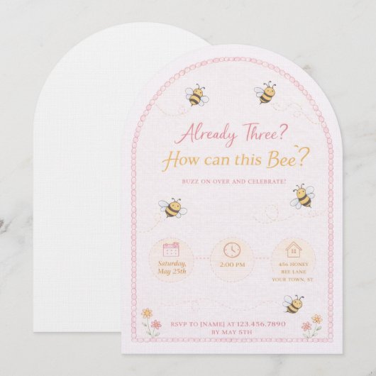 "Bumblebee" 3rd Birthday Invite 招待状 (正面/裏面)