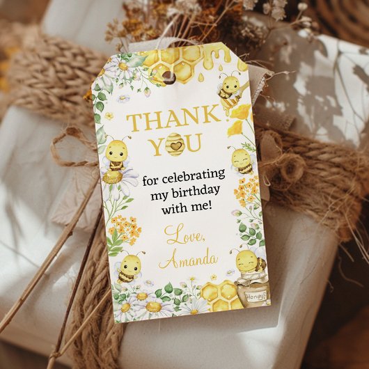 Bumblebee First Bee Day Birthday Party Thank You ギフトタグ