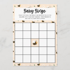 Bumblebee Floral Baby Bingo Game Card 招待状