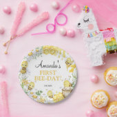 Bumblebee Floral First Bee Day Birthday Party ペーパープレート (パーティー)
