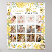 Bumblebee Floral First Year Photo Milestone Poster ポスター (正面)