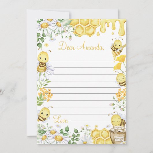 Bumblebee Floral Time Capsule Note Message Card サンキューカード (正面)