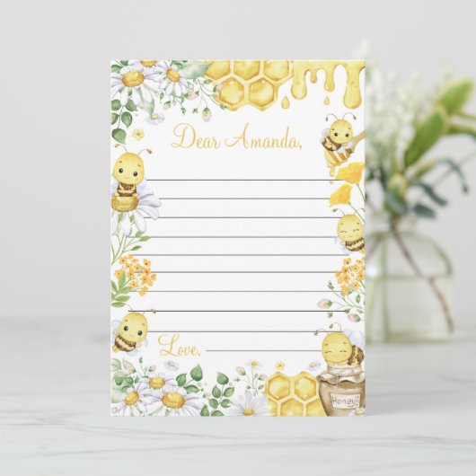 Bumblebee Floral Time Capsule Note Message Card サンキューカード (スタンド正面)