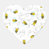 Bumblebee Flying Yellow Black Bumble Bee ハートシール (正面)