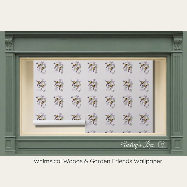 Bumblebee & Lilac Floral Nursery Peel & Stick 壁紙 (クリエイターアップロード済み)