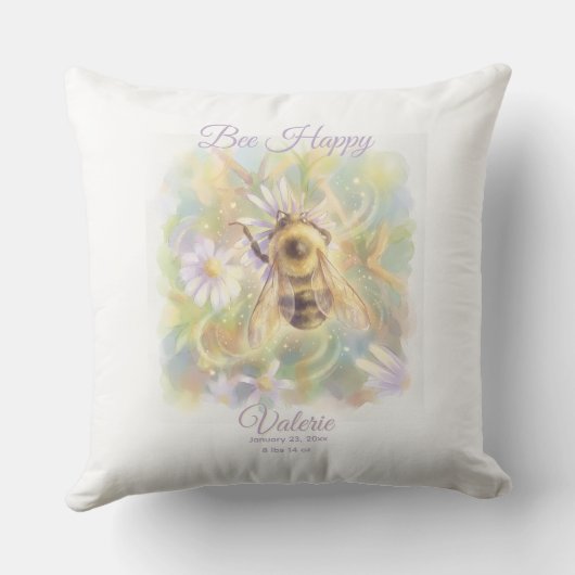 Bumblebee Nursery Pillow | Whimsical Garden クッション (裏面)