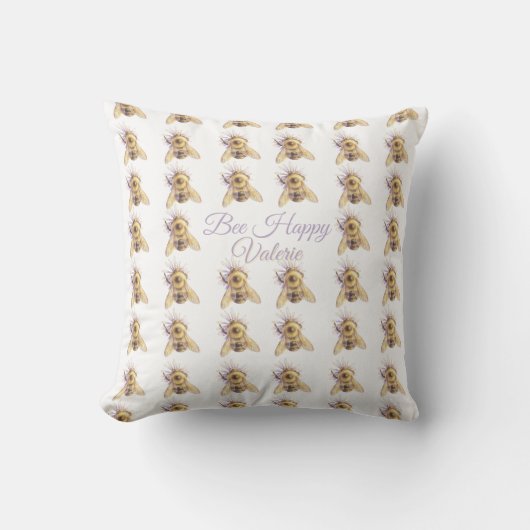 Bumblebee Nursery Pillow | Whimsical Garden クッション (正面)