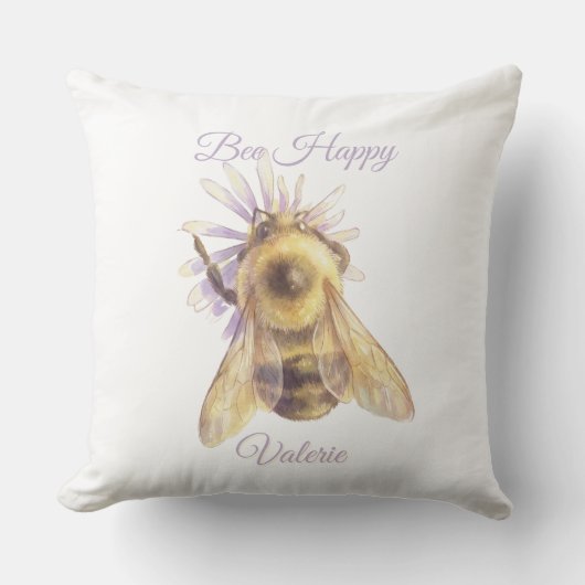 Bumblebee Nursery Pillow | Whimsical Garden クッション (正面)
