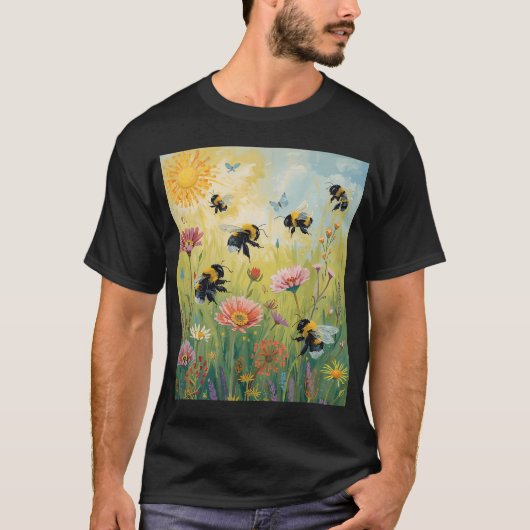 Bumblebees on Flowers Tシャツ (正面)