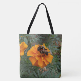 Bumblebees on Marigold Flower トートバッグ