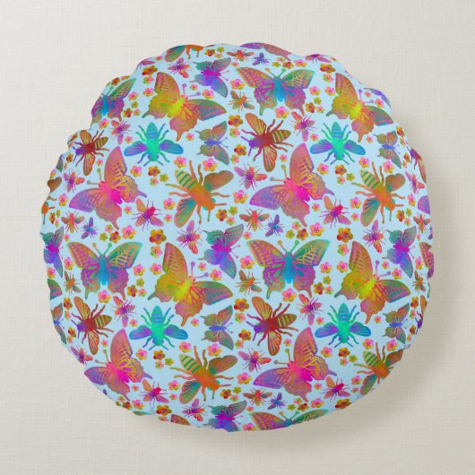 Bumbling Butterflies in Fresh Air DC ラウンドクッション (正面)