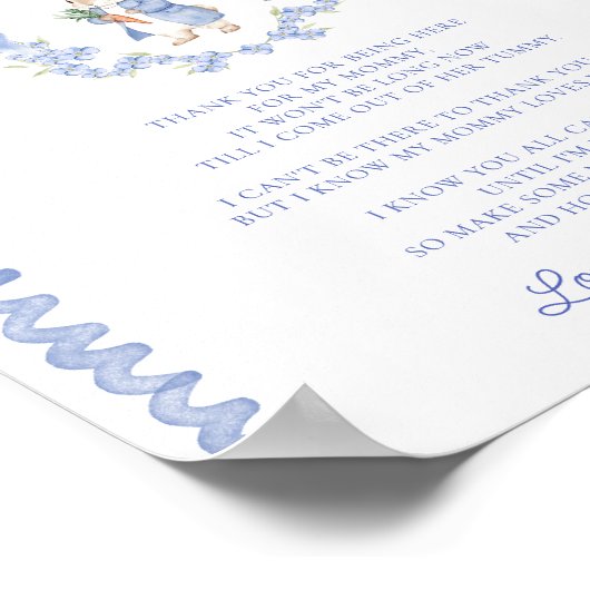 Bump Peter Rabbit Baby Showerからのメッセージ ポスター (角)