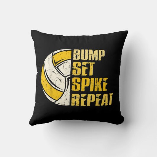 Bump Set Spike Repeat Volleyball Fun クッション (裏面)