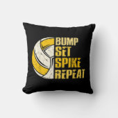 Bump Set Spike Repeat Volleyball Fun クッション (正面)