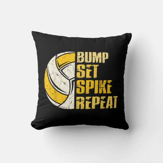 Bump Set Spike Repeat Volleyball Fun  クッション (正面)