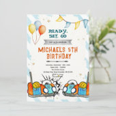 Bumper car birthday party invitation 招待状 (スタンド正面)