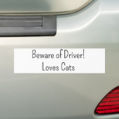 Bumper Sticker Beware of Driver Loves Cats  バンパーステッカー (車上)