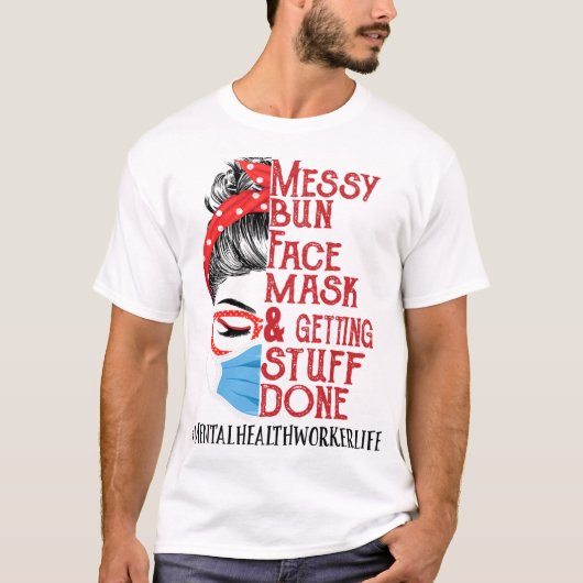 Bun顔マスク取得物メンタルヘルス Tシャツ (正面)