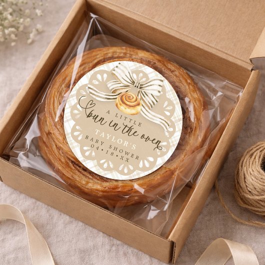 Bun in Oven Baby Shower Favor Sticker Neutral ラウンドシール