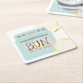 Bun in the Oven Baby Shower スクエアペーパーコースター