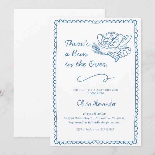 Bun in the Oven Baby Shower 招待状 (正面/裏面)
