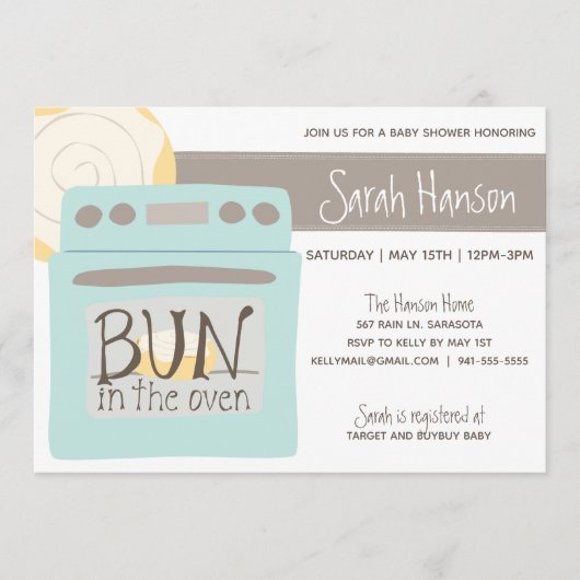 Bun in the Oven Baby Shower 招待状 (正面)