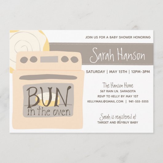 Bun in the Oven Baby Shower 招待状 (正面)