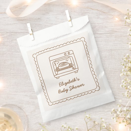 Bun in the Oven Baby Shower Favor Bag, フェイバーバッグ (クリップ留めされた状態)