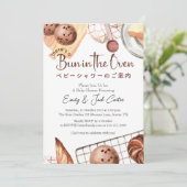 Bun in the Oven Baby Shower Rustic Bakery Baking 招待状 (スタンド正面)