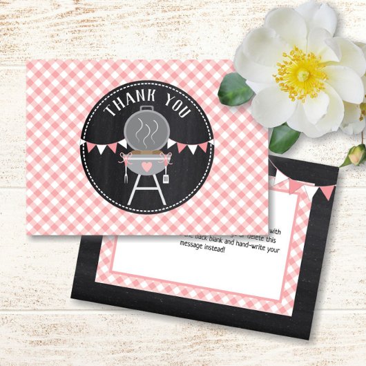 Bun in the Oven BabyQ Pink Girl Baby Shower サンキューカード