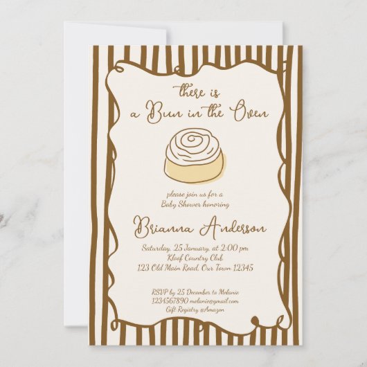 Bun in the oven baking baby shower 招待状 (正面)