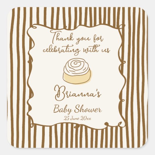 Bun in the oven baking baby shower favor スクエアシール (正面)