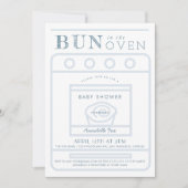 Bun in the Oven Boy Blue Baby Shower 招待状 (正面)