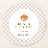 Bun In The Oven Cinnamon Roll Baby Shower ラウンドペーパーコースター (正面)
