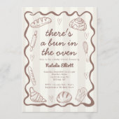 Bun In The Oven Gender Neutral Rustic Baby Shower 招待状 (正面)