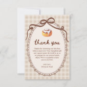 Bun in the Oven Gingham Bakery Baby Shower サンキューカード (正面)