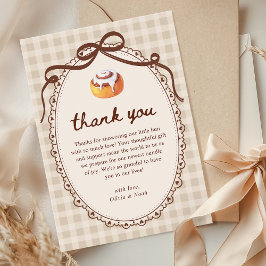 Bun in the Oven Gingham Bakery Baby Shower  サンキューカード