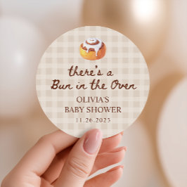 Bun in the Oven Gingham Bakery Baby Shower Favor ラウンドシール