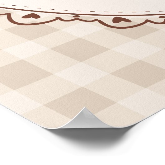 Bun in the Oven Gingham Bakery Baby Shower Welcome ポスター (角)