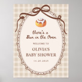 Bun in the Oven Gingham Bakery Baby Shower Welcome ポスター (正面)