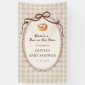 Bun in the Oven Gingham Bakery Baby Shower Welcome 横断幕 (縦)