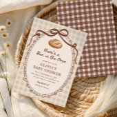 Bun in the Oven Gingham Sourdough Baby Shower 招待状